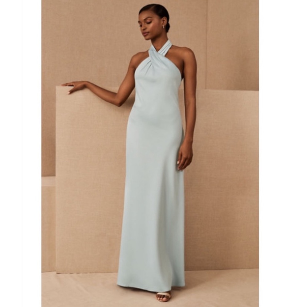 BHLDN Ruby Satin Charmeuse Dress, Ice Blue color